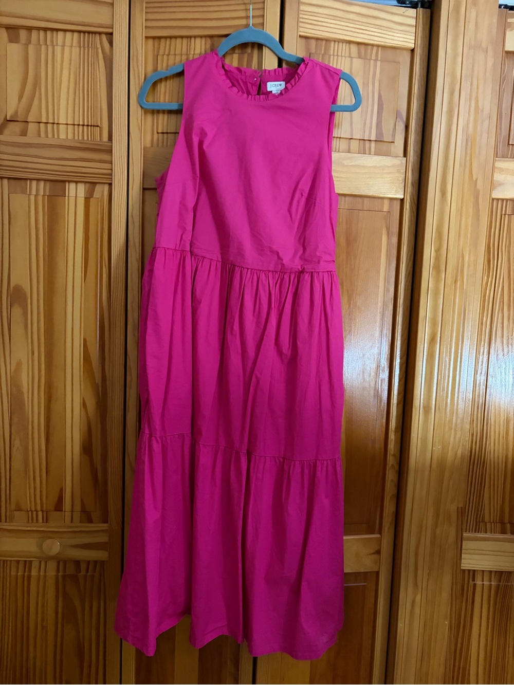 J. Crew Sleeveless Hot Pink Tiered Cotton Dress